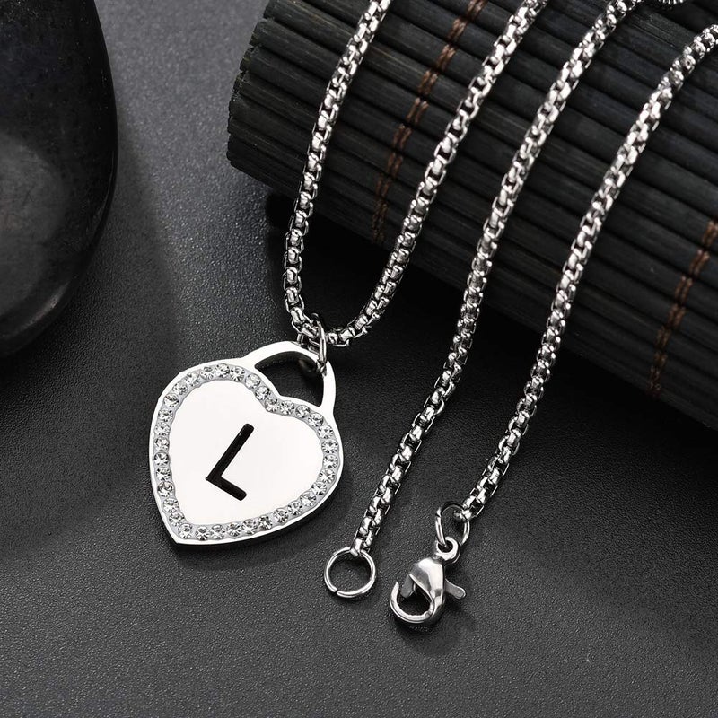 Vanstart CALIS Women's Silver Initial Necklace Stainless Steel Love Heart Tiny Letter Necklace Personalized Name Jewelry for Girlfriend Gift Alphabet Letter L - Image 4